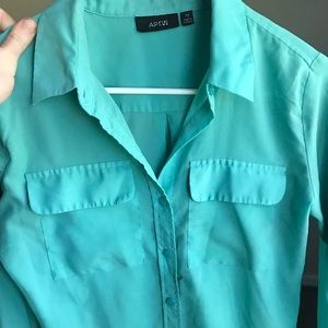 Turquoise collared button down shirt
